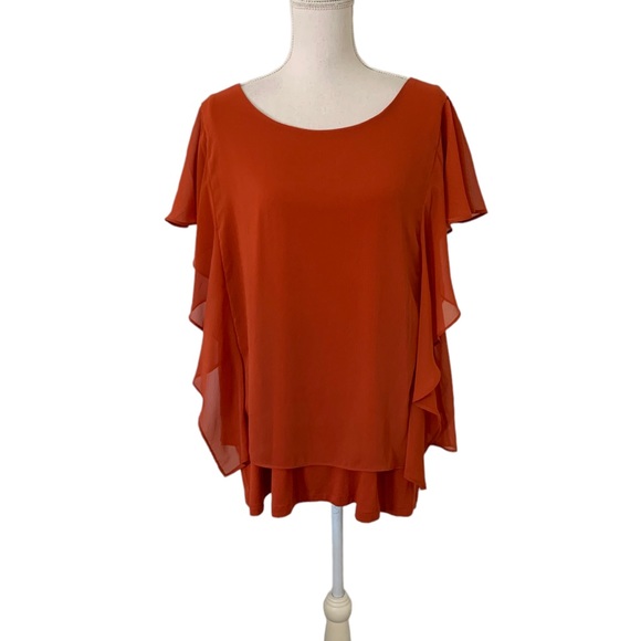 I.N. Studio Tops - 🌟🌟🔥HOST PICK🌟🌟🔥NWT   RETAIL: $44   PRETTY  BURNT ORAGE TOP   2X PLUS SIZE